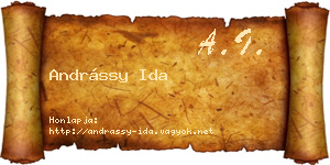 Andrássy Ida névjegykártya